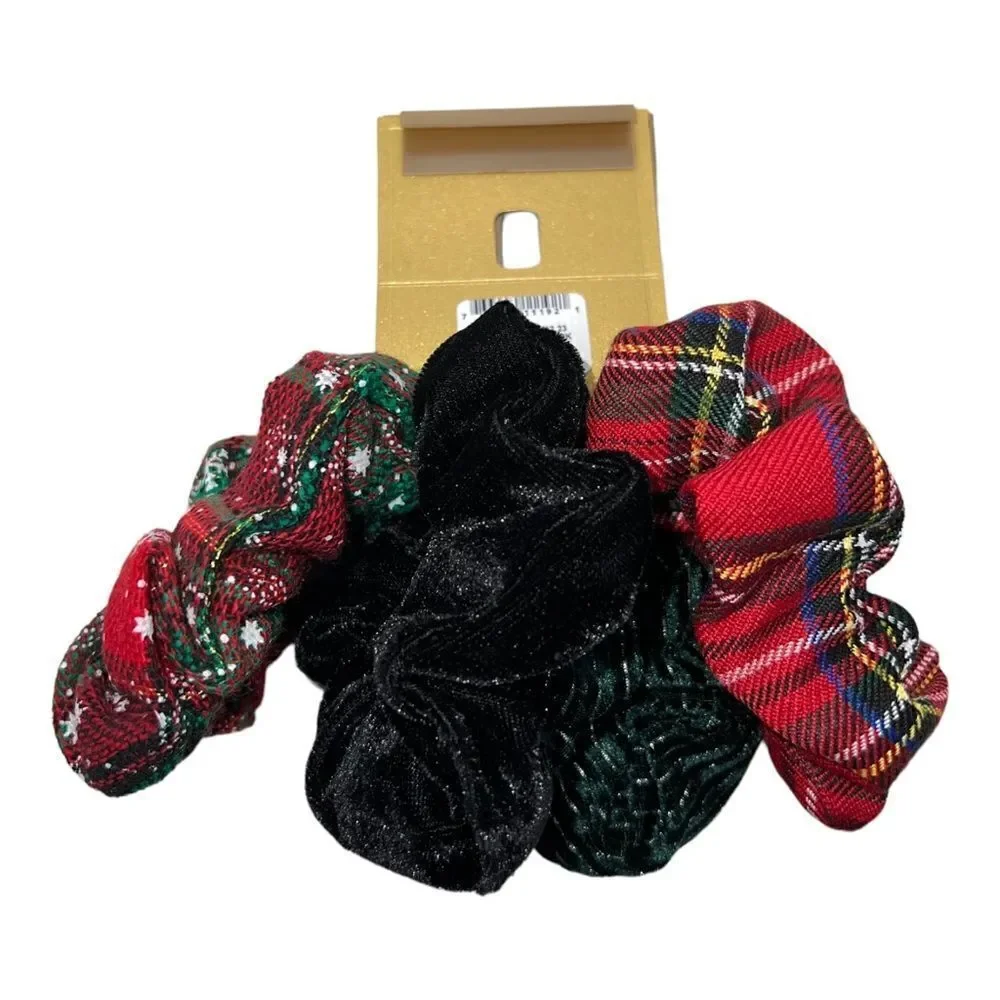 INC International Concepts 4 Piece Set Christmas Scrunchies Multicolor NWT